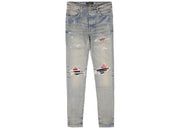 Amiri MX1 Red Plaid Patch Jeans Clay Indigo