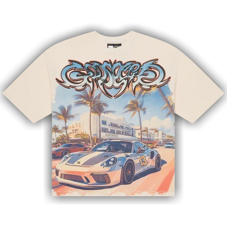 Godspeed Car Meet Miami T-Shirt 'Bone'