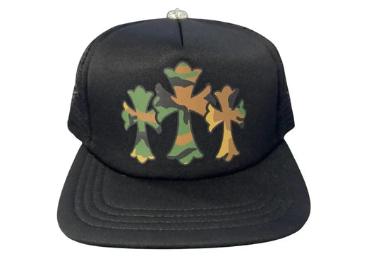 Chrome Hearts 'Camo Triple Cross' Black Trucker