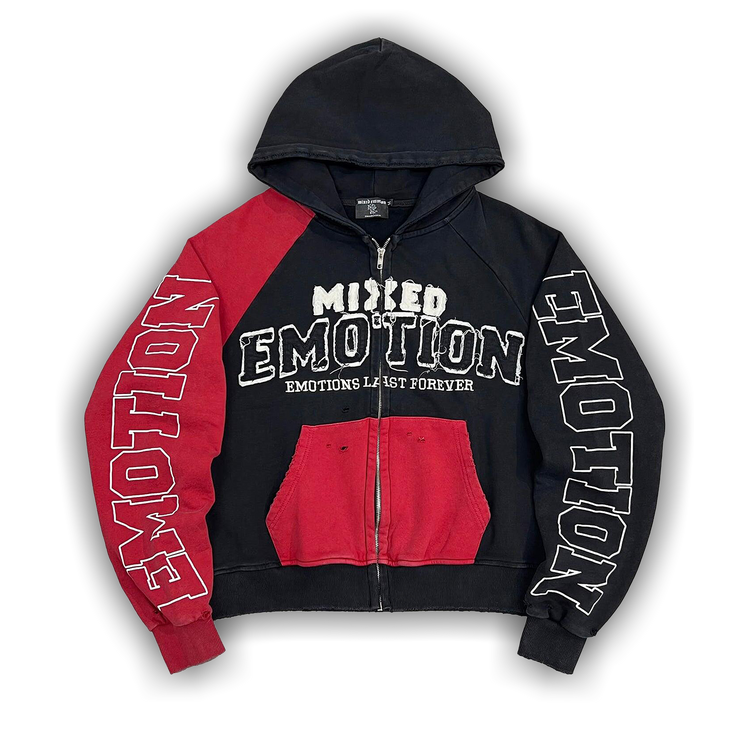 Mixed Emotion Split Decision Zipup Hoodie Blk/Red 'Black/Red'