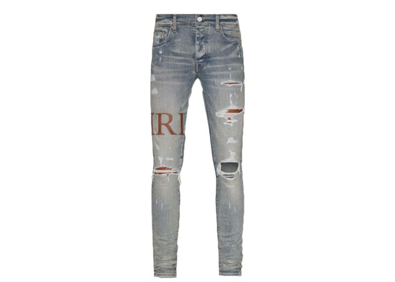 AMIRI Leather Stitch Logo Clay Indigo Jean Blue