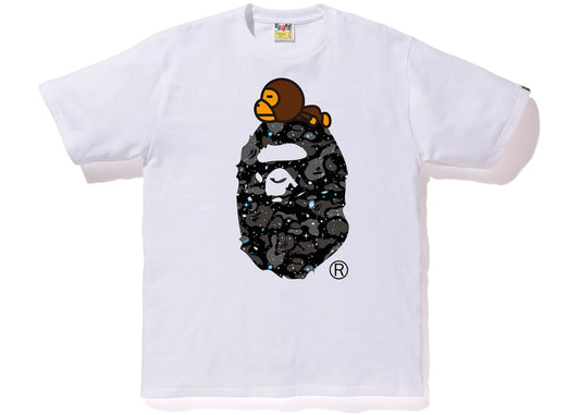 BAPE Space Camo Milo On Big Ape Tee White