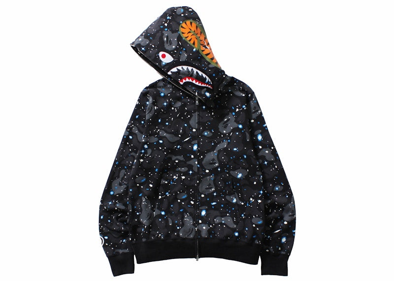 BAPE Space Camo Shark WGM Full-Zip Hoodie Black