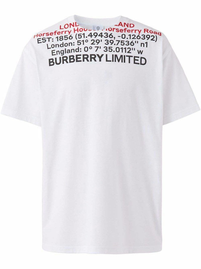Burberry Location-Print T-Shirt White/Black/Red