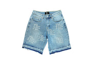 Mixed Emotion Mix Emotions 'me' Rhinestone Blue Denim Shorts