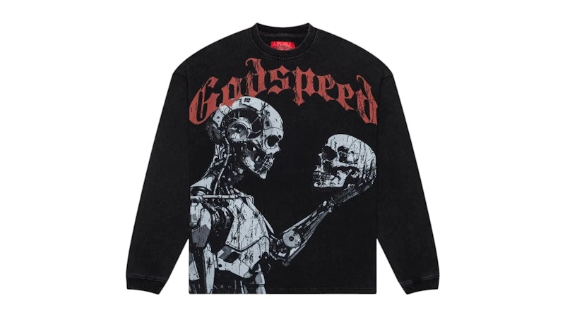 Godspeed Mankind vs AI L/S T-shirt Black Wash