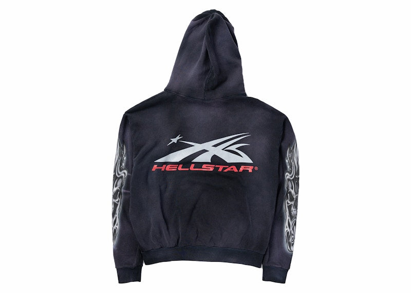 Hellstar Airbrushed Skull Hoodie Black