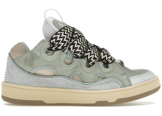 Lanvin Leather Curb Sneaker Light Blue