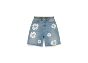 Light Wash Cotton Wreath Denim Short