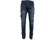 Purple Brand Black Resin Knee Slit Jean Black
