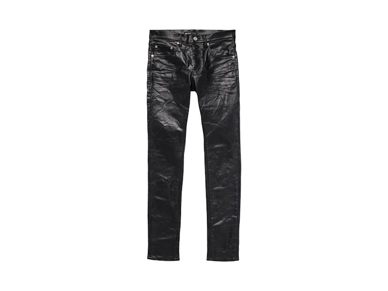 Purple Brand Patent Leather Film Skinny Jeans Black