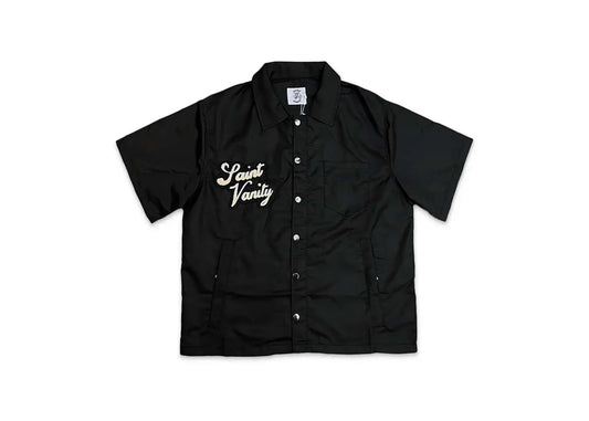 Saint Vanity Nylon Button Zip Up Tee Black