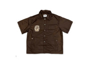 Saint Vanity Nylon Button Zip Up Tee Brown