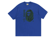 BAPE Floral Solid Camo Ape Head Relaxed Fit Tee Blue