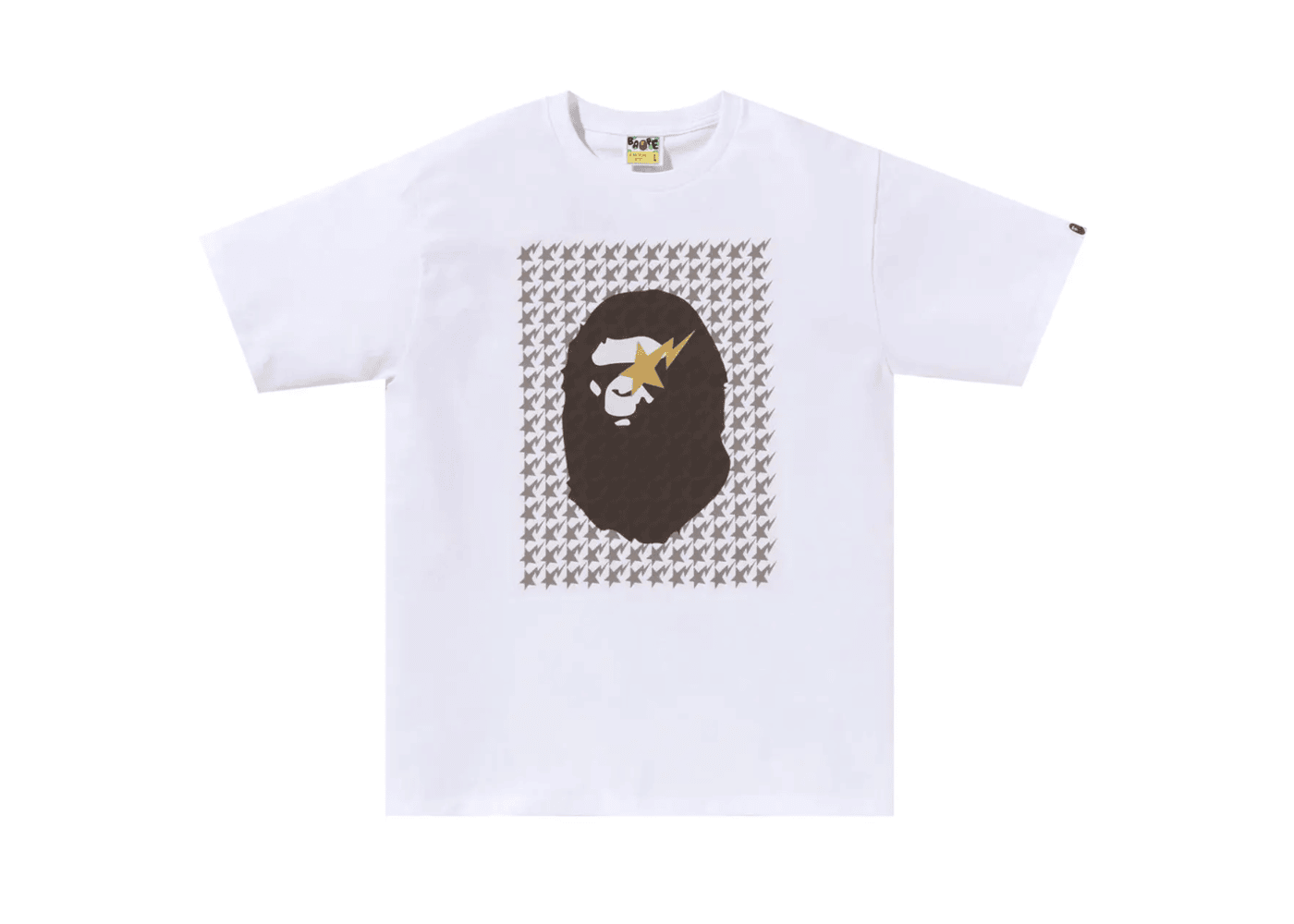 BAPE Sta Houndstooth Ape Head Tee 'White/Brown'