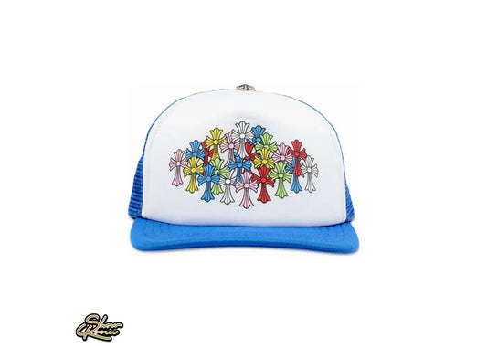 Chrome Hearts Multi Color Crosses Trucker Hat Blue