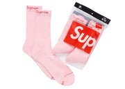 Supreme Hanes Crew Socks (4 Pack) Pink