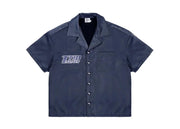 Triple Sevens Nylon Button Up Shirt Blue