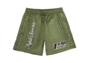 Triple Sevens Nylon Button Up Shorts Olive