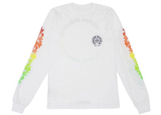 Chrome Hearts Floral Sleeve Gradient L/S T-shirt White